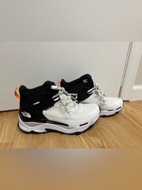 The North Face White, Black & Orange Trail Sneakers